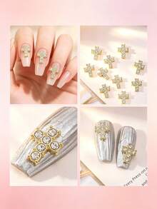 10 pièces/20 pièces Décoration d'ongles style punk en alliage de croix, accessoires de gemmes d'ongles 3D brillantes de style européen et américain, décoration d'ongles faux strass Y2K, accessoires de décoration DIY multifonctionnels, fournitures d'art d'ongles d'été, breloques d'ongles - Multicolore - Voir 9