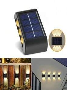 2pcs Solar Up & Down Light Wall Lamp, 10/8/6 LED Waterproof Outdoor Wall Light, Auto On/Off Warm White Landscape Lighting, Suitable For Yard Fence Stairs - 2PCS - View 7