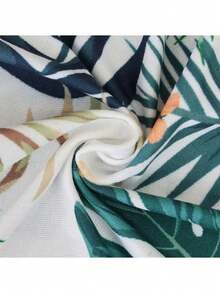 1pc Jungle Leaf Print Milk Silk Outdoor Sofa Cushion Cover, High Elasticity Dust-Proof Stain-Resistant Removable Washable All-Season Outdoor Rattan Sofa Cushion Protector - Multicolor - View 7