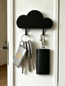 1pc Cloud HOME Wall Mounted Key Holder Entryway Storage Rack Decor With Hooks For Keys, No Drilling Required, Home Living Room Decoration - Multicolor - View 1