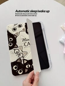 Cute Cat Painted Effect Acrylic Crystal Tablet Protective Case With Stand, Compatible With Apple 10.2 Inch, (A16) 11 Inch 11th Gen 2025, 9th/10th Gen, Air 4th 10.9 Inch, Air 7/8 New Air 6, Pro 11, Foldable Anti-Bending, Silicone Reinforced Corners - Style 6 - View 4