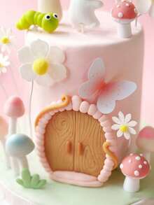 1 Set Decoración de Pastel de Cumpleaños para Bebé Conejo Hongo Margarita Forma Arcilla Suave Material 3D Adorno de Pastel Estilo Mori Fresco Decoración de Mesa de Postres para Fiesta de Cumpleaños de Bebé - Multicolor - Ver 5