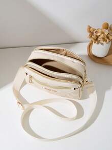 Fashionable Multi-Layer Crossbody Shoulder Bag For Women - Beige - View 2