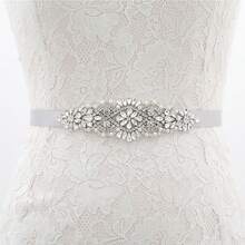 1pc Rhinestone Handmade Bridal Belt - Sliver Applique+Sliver Ribbons - View 3
