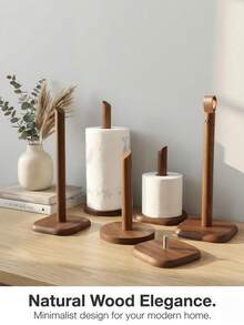 1pc Sandalwood Vertical Paper Towel Holder, Freestanding Design, Smooth Polished Surface, Stable Base, Minimalist Aesthetic, Customizable Engraving, Suitable For Kitchen, Dining Room, Home Decor, Holiday Gift And Party Favor Choice - Multicolor - View 11