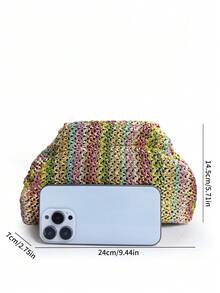 Dedoo This Lady Is Holding A Woven Pleated Clutch Bag, The Pleats Are Light As Clouds, Fashion And Minimalist (Gift Bag Included) - Multicolor - View 8