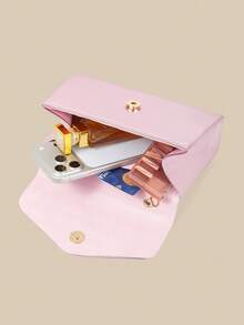 1 Piece White PU Material Flap Clutch Bag With Luxury Metal Decoration, Showing Fashion And Elegance, Suitable For Holding, Carrying, Wearing On The Shoulder Or Crossbody, P - 象牙色 - 查看 8