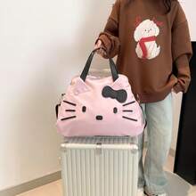 MINISO Sanrio Hello Kitty 蝴蝶結收納袋，可愛大容量旅行收納包，便攜式單肩手提包，適用於化妝品、盥洗用品及日常使用 - 彩色 - 查看 4