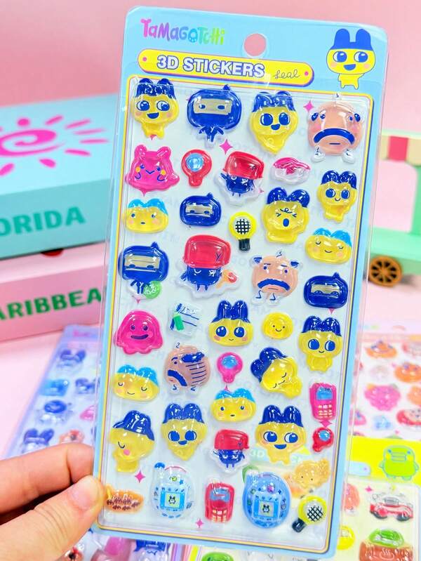 3D Stereo Embossed Crystal Stickers For Girls, Hot Stamping Drip Glue Stickers, High Transparent Gem Stickers, School Reward Gifts DIY Decor