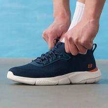 Skechers Men's Slip-On Low-Top Mesh Breathable Casual Sports Lightweight Walking Shoes - Navy Blue - View 3