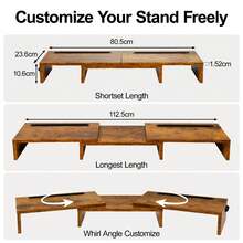 Dual Wooden Monitor Stand,Adjustable Length And Angle For Portable Monitor And Desktop PC Monitor - View 3
