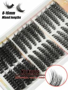 290片睫毛簇 8-16mm 混長 D捲 俄式捲 DIY居家使用 可重複使用 適合日常外出約會派對，自然超厚輕盈極其柔軟 - D - 查看 5