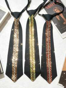 1pc Handmade Men's & Women's Faux Wheat Ear Shiny Tie, Matches Shirt And Pleated Skirt, Suitable For Daily Wear, Party, Etc., Fits Styles Like Exquisite, Elegant, Sweet, Street Punk - Multicolor - View 2