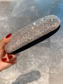 1pc Highly Attractive Shiny Artificial Rhinestone Eyewear Storage Box Fashion Glasses Myopia Glasses Lipstick Lip Balm Organizer Portable Travel Fashion Glasses Protective Case Gift - Silver - View 5