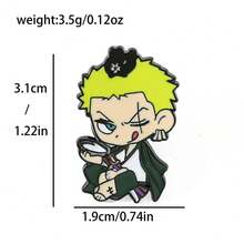 1/5pcs Q Version One Piece Anime Enamel Brooch, Luffy Zoro Cartoon Metal Lapel Pin, Backpack Clothing Hat Decoration Badge, Collectible Gift - Multicolor - View 12
