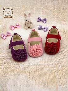 RABEISIR Infant Flat Shoes, Infant Flower Ball Shoes, Fashionable & Soft, Wedding Shoes, Holiday Shoes, Suitable For All Seasons - Pink - View 1