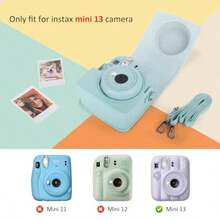 kinokoo  mini 13 ケース チェキ ミニ13 PUレザー フルプロテクション カメラバッグ 富士フイルム インスタックス ミニ13インスタントカメラ専用保護カバン 背面にフォトポケット付き＆調整可能なショルダーストラップ付き- フロストブルー - チェックする 2