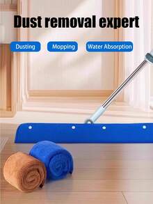 Magic Broom Replacement Pad, Broom Cloth, Household Dusting Replacement Cloth, Squeegee Pad, Coral Fleece Cleaning Cloth, Absorbent Cleaning Rag, Dry And Wet Dual Use, Reusable Broom Mop Cloth, Suitable For Living Room, Bedroom, Kitchen, Glass, Floor And Other Home Cleaning, Essential For Home Cleaning - Multicolor - View 2