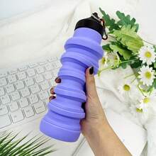 1 Silicone Foldable Sports Water Bottle, 16.91 Ounces Portable Outdoor Hiking Fitness Cup, Foldable. - 紫色 - 查看 1