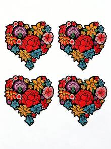 1pc/2pcs/3pcs/4pcs Red Heart Flower Badge Polyester (Polyester) Textile DIY Embroidery Patch All Season Clothing Apparel Shoes Hats Accessories - Black - View 12