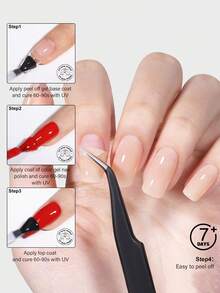 TOMICCA 1件 8ml 撕拉式底膠（無需UV/LED固化）+ 1件 8ml 頂層膠（需UV/LED固化），快乾凝膠指甲油套裝，可輕鬆撕除不傷指甲，適合DIY美甲、美甲沙龍使用或作為女性禮物 - 無色 - 查看 7