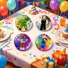 Roblox 4入 4.5cm 鐵製卡通遊戲胸針－可愛圓形別針，適用於背包、衣物、生日、萬聖節、畢業派對贈品及日常穿搭 - Roblo boy brooch G - 查看 2