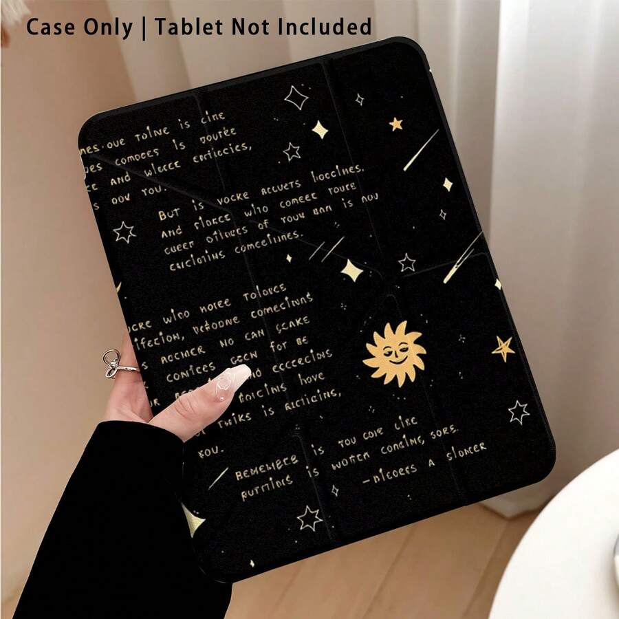 星星與太陽圖案彩繪效果平板保護殼附支架,相容於 Honor 8/9/10/X8/X8A/X9/X8Pro/X9Pro、MatePad SE 11"/MatePad 11"/11.5"、MatePad Pro、Apple 10th/11th Gen 2025 (A16)、Galaxy Tab A7/A9 及其他熱門機型 - 款式20 - 查看 1