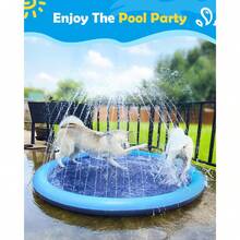 Dog Splash Pad, Large Dog Swimming Pool, Summer Outdoor Pet Water Play Mat, Non-Slip Durable Dog Water Fountain And Cooling Pad, Tear-Resistant Heavy Duty Summer Outdoor Water Fountain, Suitable For Giant Dog Breeds - Blue - View 3
