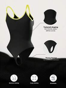 1pc Women's Shapewear Jumpsuit, Abdominal Compression, Waist Cincher, Butt Lifting, Seamless Shaping Jumpsuit, Thong Panty Underwear - Black - View 7