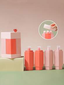 1 Set (4 Buah) Set Botol Perjalanan Portabel dengan Kotak Penyimpanan, Dapat Diisi Ulang, Anti Bocor, Cocok untuk Sabun Mandi Cair, Sampo, Perawatan Kulit, Kemasan Kosmetik, Set Perawatan Perjalanan, Perlengkapan Perjalanan - MultiWarna - View 3