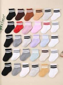10 Pairs Random Style Baby Socks, Sports Striped Football Pattern, World Cup Theme, Baby Supplies, Baby Accessories, Boys Socks - Multicolor - View 2