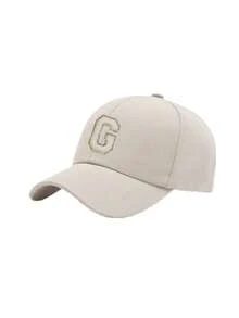 1pc Customized A-Z Letter Baseball Cap, Adjustable Breathable Cozy Material Hat For 3-16Y Boys Girls Casual Look Sun Hat ForFitness Exercise - Beige - View 11