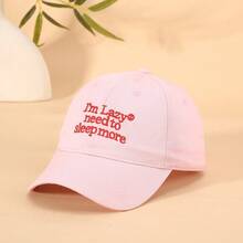 1pc Retro Letter Embroidered Baseball Cap For Women, Summer Wide Brim, Flattering Face, Versatile Cap - I'm Lazy - View 10