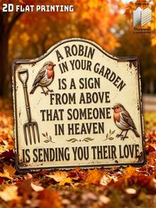 Placa Conmemorativa del Robin del Jardín, Letrero de Arte de Pared de Metal Vintage, Decoración para el Hogar y el Exterior, Regalo de Condolencias, "Robin en el Jardín" Decoración de Jardín, Regalo Conmemorativo para Seres Queridos Fallecidos - Multicolor - Ver 4