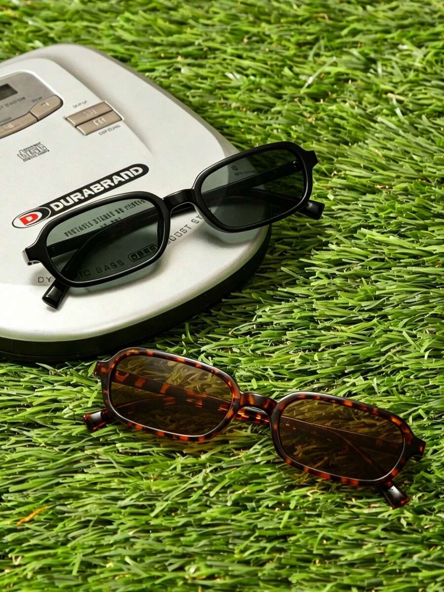 Shadewire 2pcs/4pcs Casual Rectangular Women Glasses Sets, Minimalist Design For Daily, Beach, TravelVintage Retro - Multicolor - View 1