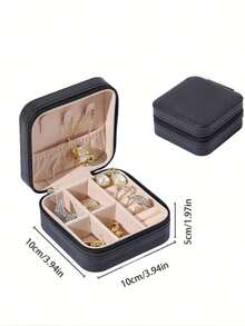1pc Jewelry Storage Box, Small PU Leather Travel Jewelry Organizer Box, Double Layer Portable Mini Jewelry Display Storage Box, Wedding Jewelry Box, Can Store Earrings, Rings, Necklaces, Bracelets, Nail Art Decorations,Room Decor - Multicolor - View 17