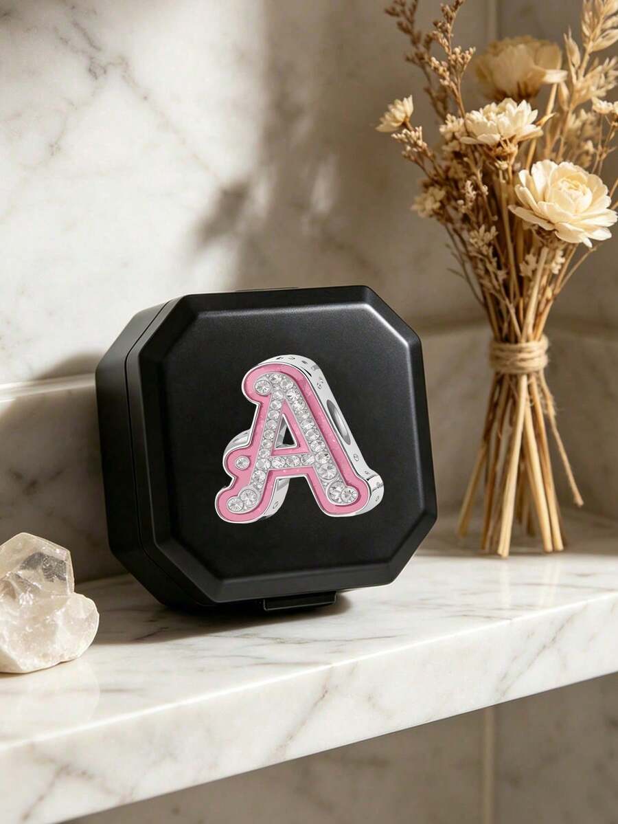 Rhinestone Initial A-Z Pattern Portable Pill Organizer, Portable First Aid Bag, Capsule Storage Box, Travel Pill Box, Pill Storage, Travel Mini Pill Box, Moisture-Proof Tablet And Vitamin Dispenser Storage, Home Camping, Outdoor Hiking, Back To School, Pill Box, Pill Container, First Aid Kit, Medical Box, Travel Accessories, Dorm Essentials Box - Multicolor - View 1