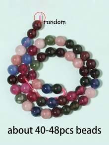 4 6 8 10mm Natural Mix Tourmaline Beads Spacer Gemstone Loose Round Diy Beads For Jewelry Making Diy Bracelets Keychain Making Supplies Accessories - Color - View 10