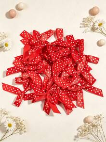 (50 Pieces/Bag) Satin Polka Dot Bows, 4cm Ribbon Bow With Various Colors For Gift Decoration And Making Hairpin Headwear, DIY - Polka Dot Bow - View 8