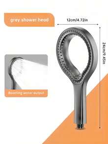1pc Heart-Shaped Ring Shower Head, High Pressure Oval Design With Ergonomic Handle, No Hose Connection Required, Durable Black/Silver/Grey Plastic Modern Bathroom Upgrade, Adjustable Water Flow, Enhanced Water Pressure, Bathroom Accessory - Multicolor - View 15
