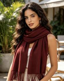 Women's Scarves Casual, Suitable For Winter And Autumn - Burgundy - View 4