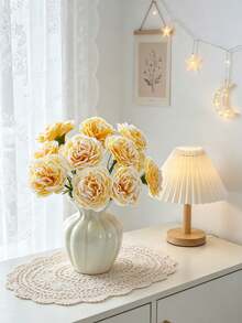 5/10pcs 29cm Artificial Carnations, Silk Fake Flowers, Mother's Day, Valentine's Day, Wedding Centerpiece Decoration, Bridal Shower Gift, Table Decor, Home Party, Birthday Decoration, Valentine's Day Gift, Graduation Gift - Yellow - View 7