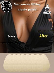 2/4/8PcsWomen's Sexy Teardrop-Shaped Nipple Covers, Strapless Self-Adhesive Breast-Lifting Pads - Beige - View 2