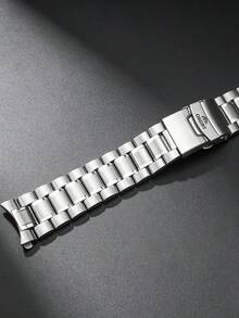 Men's Mechanical Watch Universal Stainless Steel Strap, Brushed & Polished Finish Solid Link Design, Folding Clasp Quick Release Universal Replacement Strap, Compatible With Oriental Double Lion Models - Silver - View 6