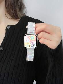1 pieza Correa de reloj de moda para mujer de PC compatible con Apple Watch 38/40/41/42/44/45/46/49mm, correa de repuesto elegante para smartwatch compatible con Apple Watch Series 12 11 10 9 8 7 6 5 SE3 Ultra 4 3 2 1, SE y Ultra, accesorio de pulsera casual formal para uso diario, viajes al aire libre y fiestas, regalo para mujeres, amigas, familia y entusiastas de los relojes - Multicolor - Ver 3