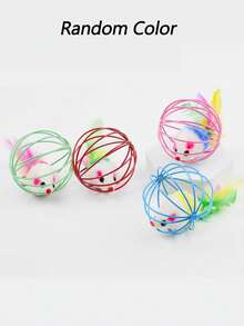 1/4pcs Colorful Cage Mouse Cat Toys With Feathers, Interactive Rolling Ball And Plush Mouse Set, Cat Boredom Relief Self-Play Toys, Keep Your Cat Entertained For Hours - Mouse Toy - View 10