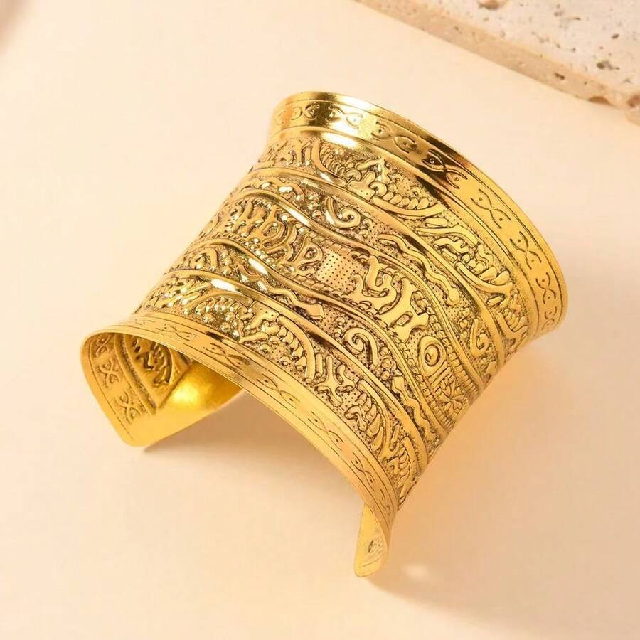1pc Punk Style Adjustable Bangle Bracelet, Middle Eastern Floral Pattern Accessory For Women - Butterfly - View 1