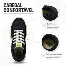Tênis Urban Sneaker New Akion Unissex Preto Casual Moderno Streetwear Confortável Dia a Dia - Preto e Branco 2967 - Visão 8