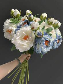 1pc High-Quality Vintage Style Artificial Peony Flower, Suitable For Home Decor, Wedding Aisle Floral Arrangements, Party Decorations, Artistic Floral Arrangements, Bouquet Accents, Table Centerpiece Decor, Wedding Florals, Indoor Greenery Landscaping, Compatible With Bedroom, Living Room And Various Home Settings. - Multicolor - View 4