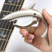 1pc Fashionable Shark Guitar Capo With Tuning Function And Sound Change, Suitable For Acoustic Guitar, Saves Time And Effort, No Damage To Guitar Body, Universal String Instrument Accessory - Silver - View 14